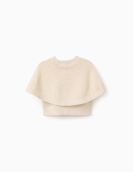 Cardigan en maille à manches cape et lurex Beige clair 2 - vertbaudet enfant 