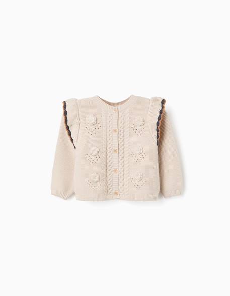 Gilet en maille avec crochet et volants b&s Beige clair 2 - vertbaudet enfant 