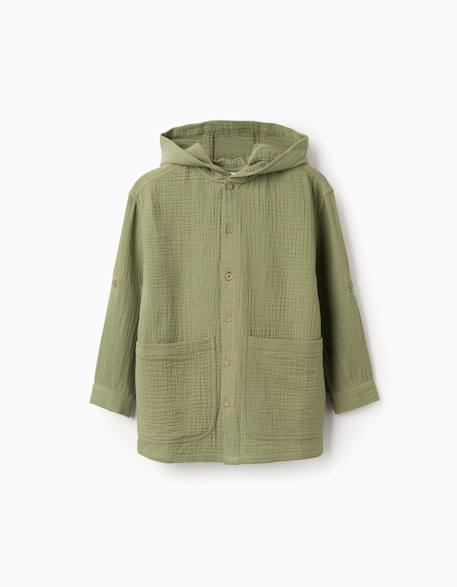 Garçon-Chemise en coton à manches longues et capuche