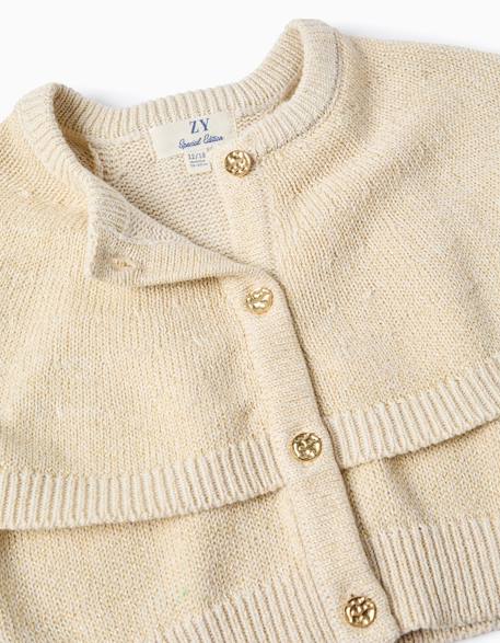 Cardigan en maille à manches cape et lurex Beige clair 3 - vertbaudet enfant 