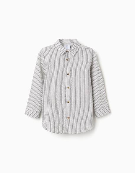 Garçon-Chemise en coton à manches longues et rayures b&s