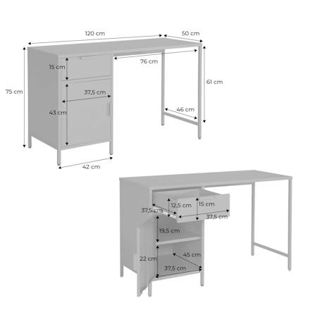 Bureau enfant acier laminé 1 tiroir Beige+Bleu+Kaki+Noir+Terracotta 16 - vertbaudet enfant 