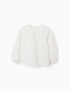 -Blouse en popeline à manches longues et plis