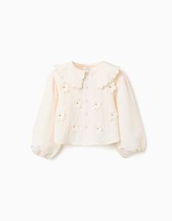 Blouse à manches ballon et appliqué floral  - vertbaudet enfant