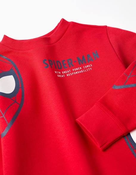 Sweat en coton peigné avec imprimés spider-man Rouge 3 - vertbaudet enfant 