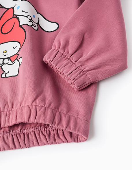 Sweat en coton peigné à capuche et imprimé hello kitty Rose foncé 4 - vertbaudet enfant 