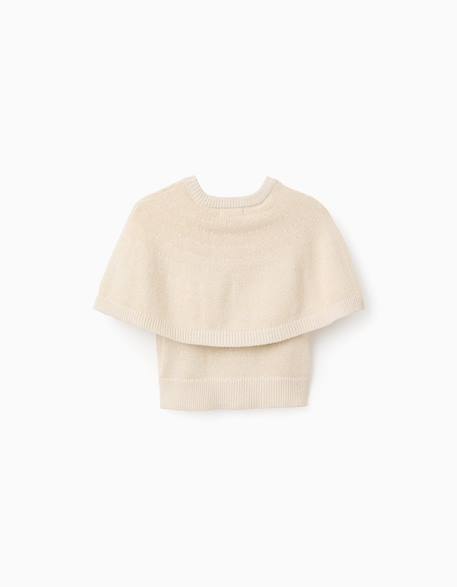 Cardigan en maille à manches cape et lurex Beige clair 2 - vertbaudet enfant 