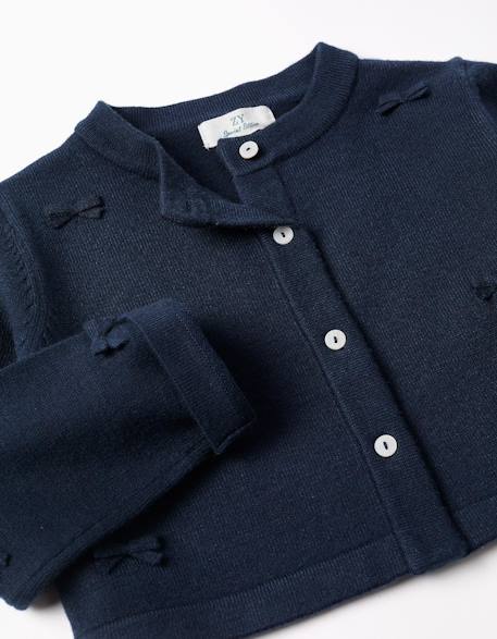 Cardigan en maille court avec nœuds Bleu 3 - vertbaudet enfant 