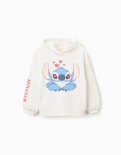 -Sweat en coton peigné à capuche et imprimés stitch