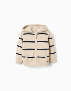 -Gilet en maille à capuche et rayures