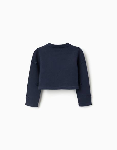 Cardigan en maille court avec nœuds Bleu 2 - vertbaudet enfant 