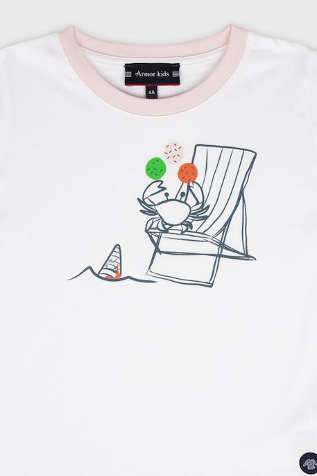 T-shirt en coton léger langoustine enfant - sérigraphie f blanc+- sérigraphie f marine dee 2 - vertbaudet enfant 