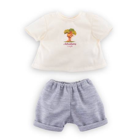 T-shirt & short 'petit explorateur' pour poupon 30 cm Gris 1 - vertbaudet enfant 