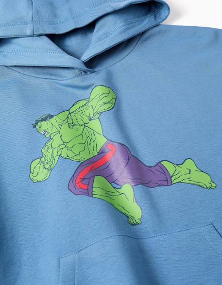 Sweat en coton peigné à capuche et imprimé hulk Bleu 3 - vertbaudet enfant 