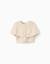 Cardigan en maille à manches cape et lurex Beige clair 1 - vertbaudet enfant 