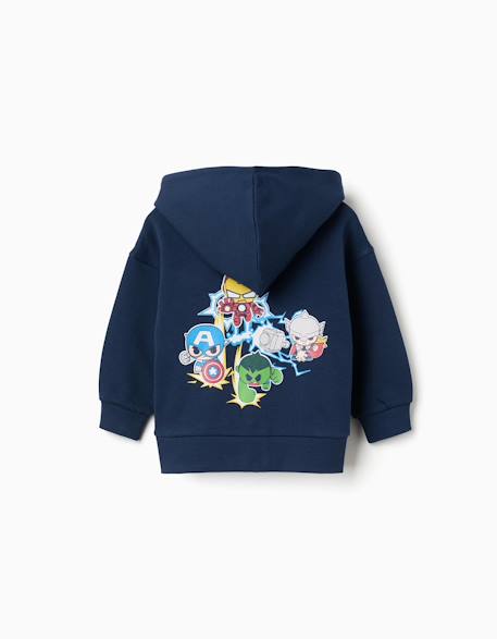 Sweat zippé en coton peigné à imprimé super friends Bleu foncé 2 - vertbaudet enfant 