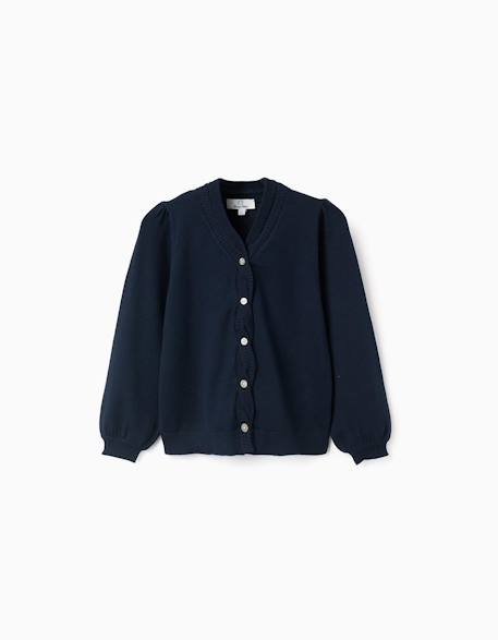 Cardigan en maille avec détails tressés Bleu foncé 1 - vertbaudet enfant 