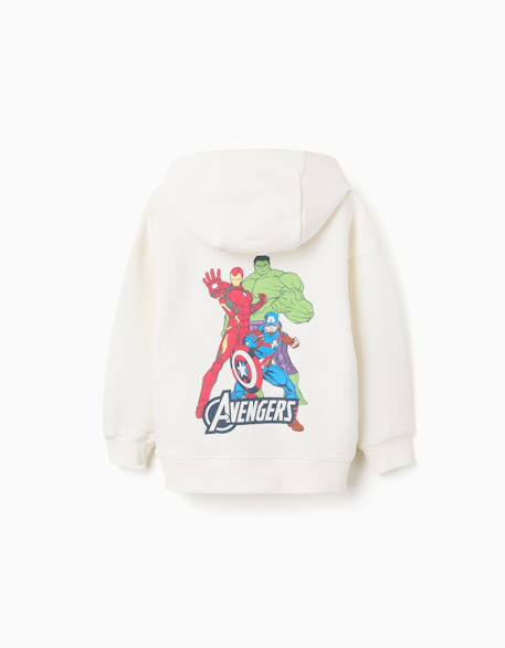 Sweat en coton peigné à capuche et imprimés avengers Blanc 2 - vertbaudet enfant 