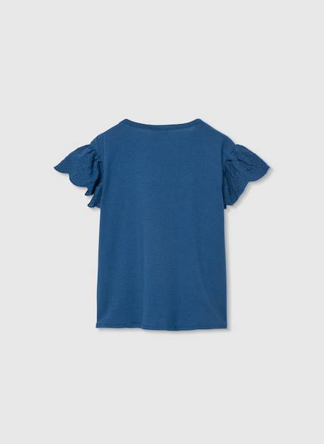 T-shirt fille bleu avec volants Bleu 2 - vertbaudet enfant 