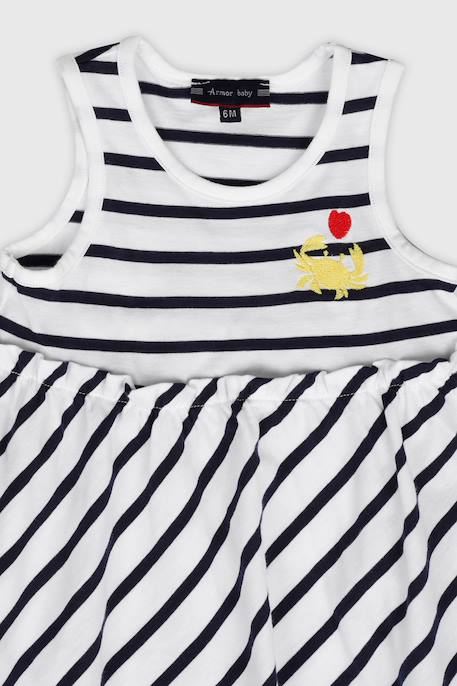 Robe rayée sans manche en coton bébé Blanc/marine deep 2 - vertbaudet enfant 