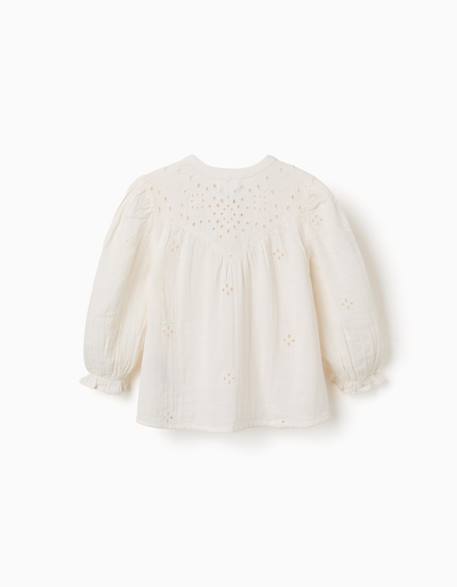 Blouse en coton à broderie anglaise et volants Blanc 2 - vertbaudet enfant 