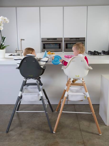 Chaise haute Evolu 2 + arceau naturel blanc 4 - vertbaudet enfant 