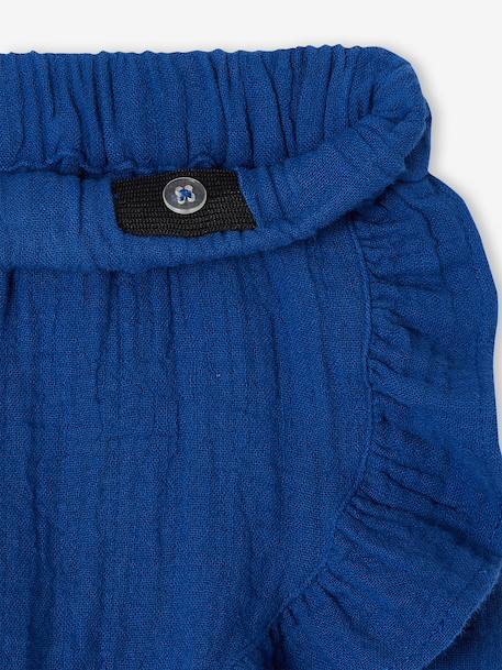 Jupe short fille gaze coton bleu électrique+rouge 4 - vertbaudet enfant 