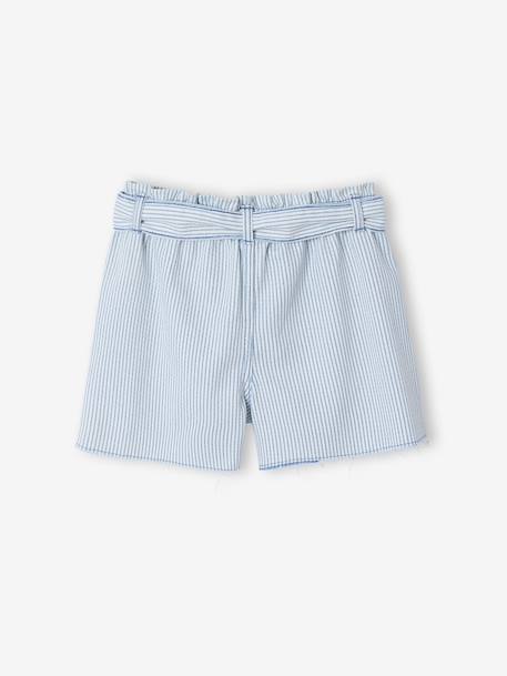 Short fille twill ceinture à nouer rayé bleu+rose+vanille 3 - vertbaudet enfant 