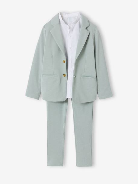 Ensemble céremonie chemise col Mao, veste et pantalon garçon beige+bleu ciel+vert d'eau 29 - vertbaudet enfant 
