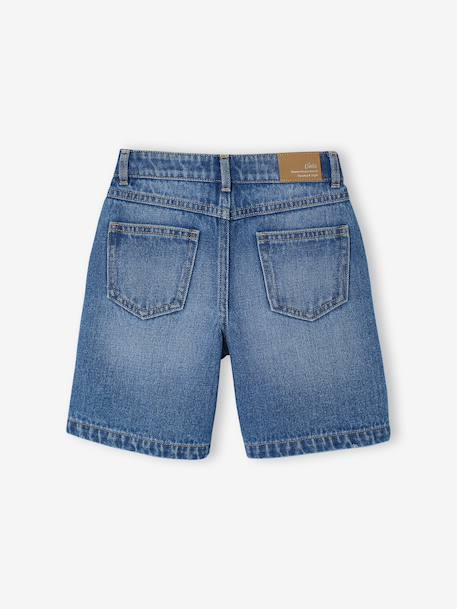 Bermuda fille en jean brodé fleurs bleu clair+bleu moyen 5 - vertbaudet enfant 