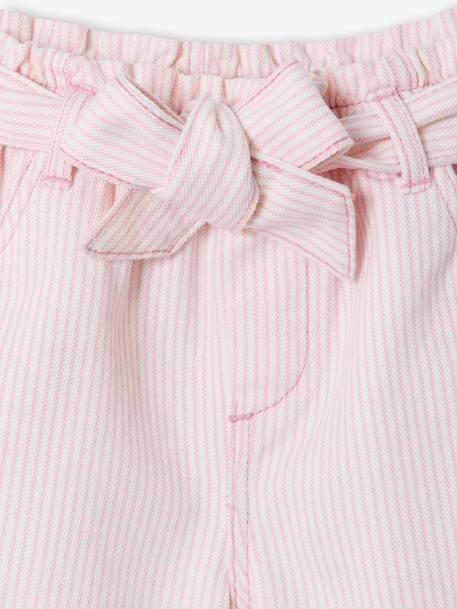 Short fille twill ceinture à nouer rayé bleu+rose+vanille 8 - vertbaudet enfant 