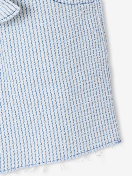 Short fille twill ceinture à nouer rayé bleu+rose+vanille 5 - vertbaudet enfant 