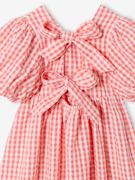Robe fille Vichy noeuds dos corail 4 - vertbaudet enfant 