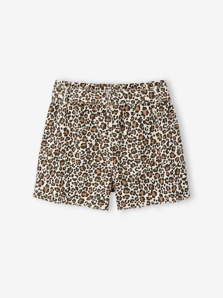 Short fille twill ceinture à nouer rayé bleu+rose+vanille 11 - vertbaudet enfant 