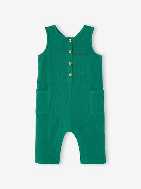 Combinaison longue bébé gaze de coton vert émeraude 6 - vertbaudet enfant 