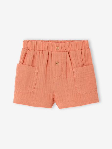 Short bébé gaze coton orange+sable 1 - vertbaudet enfant 
