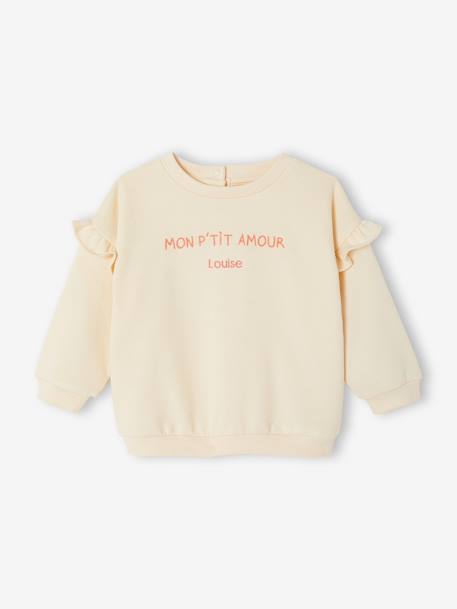 Sweat bébé fille personnalisable noix de pécan+vanille 10 - vertbaudet enfant 