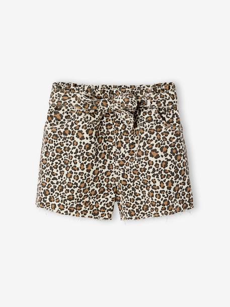 Fille-Short fille twill ceinture à nouer