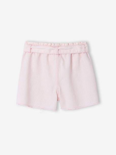 Short fille twill ceinture à nouer rayé bleu+rose+vanille 7 - vertbaudet enfant 