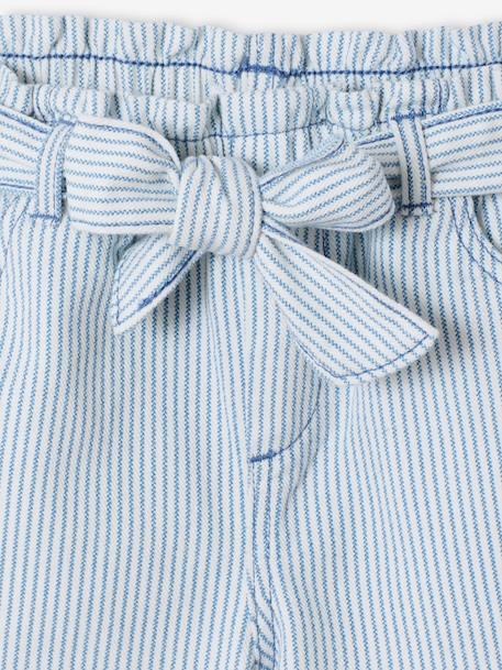 Short fille twill ceinture à nouer rayé bleu+rose+vanille 4 - vertbaudet enfant 