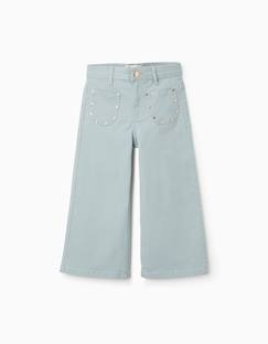-Pantalon large en sergé avec clous décoratifs