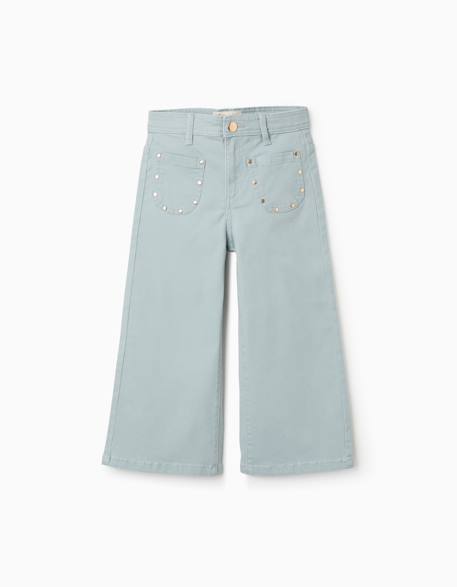 Fille-Pantalon large en sergé avec clous décoratifs