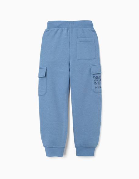 Pantalon de jogging cargo en coton peigné à imprimé no rules Bleu+Bleu foncé 2 - vertbaudet enfant 