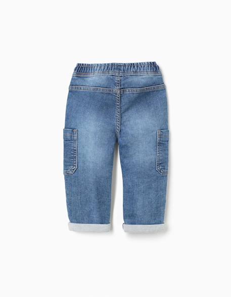 Pantalon en jean à coupe droite et poches cargo Bleu 2 - vertbaudet enfant 