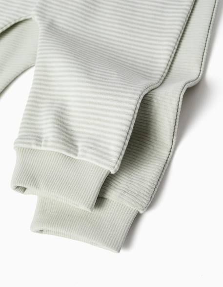 Lot de 2 pantalons en coton unis/rayés Vert clair 4 - vertbaudet enfant 