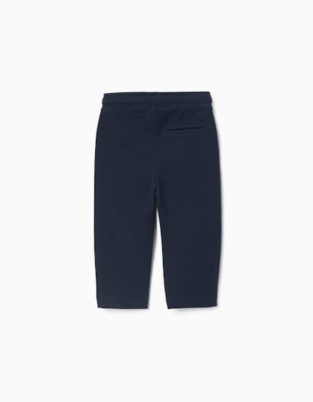 Pantalon slim en piqué de coton avec cordon Bleu foncé 3 - vertbaudet enfant 