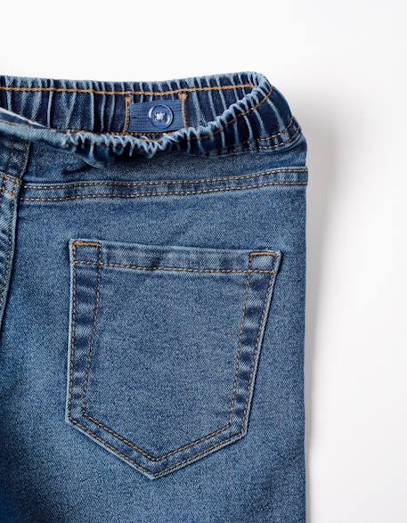 Pantalon en jean slim avec cordon de serrage Bleu+Bleu foncé 3 - vertbaudet enfant 