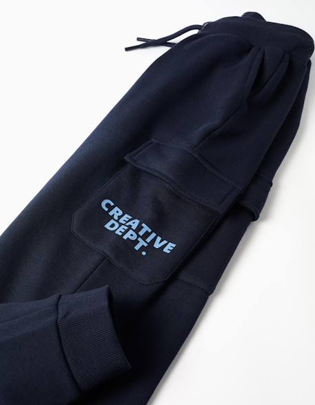 Pantalon de jogging cargo en coton peigné à imprimé no rules Bleu+Bleu foncé 8 - vertbaudet enfant 