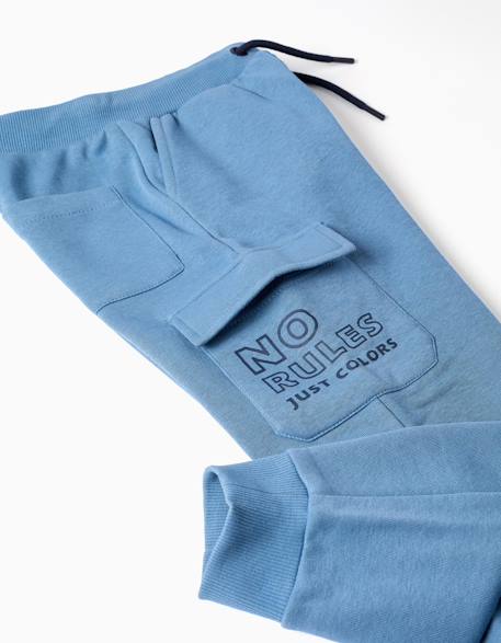 Pantalon de jogging cargo en coton peigné à imprimé no rules Bleu+Bleu foncé 4 - vertbaudet enfant 
