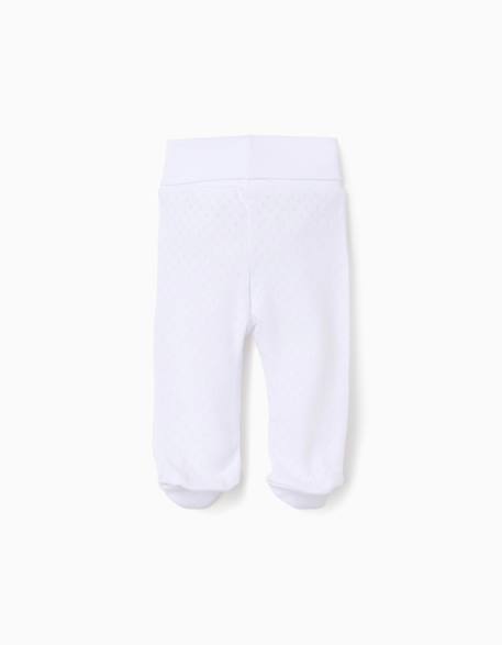 Lot de 4 pantalons à pieds en coton peigné Blanc 2 - vertbaudet enfant 